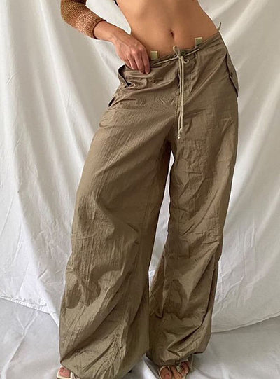 Elastic Trousers High Waist Wide Legs Pant