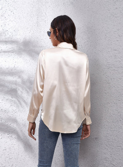 Satin Silk-like Long Sleeve Shirt