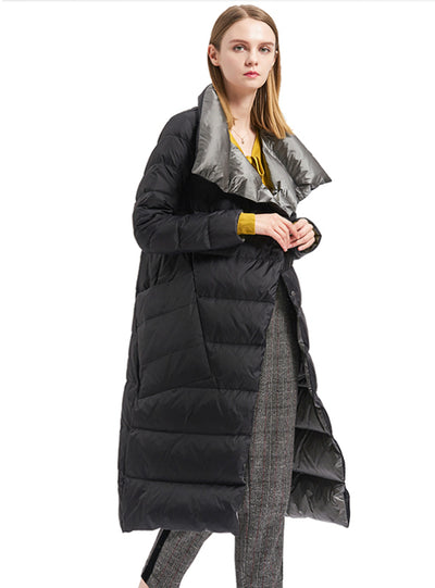 Women Double Sided Down Long Jacket Winter