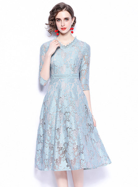 Women Short-sleeved Lace Dress