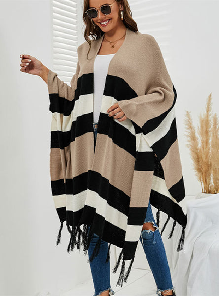 Fringe Sweater Shawl Coat