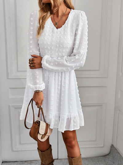 V-neck Long Sleeve Casual Dress