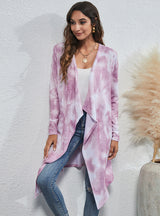 Women's Irregular Tie-dye Printed Knitted Cardigan Coat