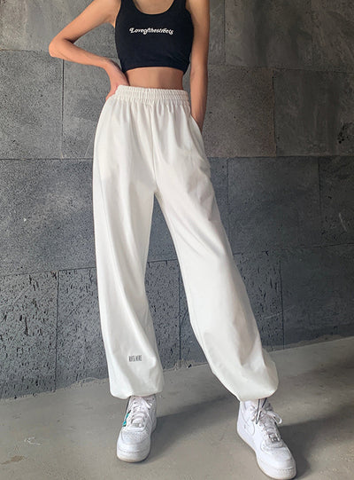 Woman High Waist Drawstring Loose Slim Trousers