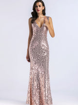 Sexy V-neck Sleeveless Sequined Dress