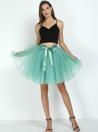 Womens 7 Layers Midi Tulle Skirt Fashion Tutu Skirts