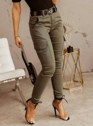 Women Low Waist Button Pocket Overalls