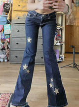 Gradual Embroidery Pentagram Jeans