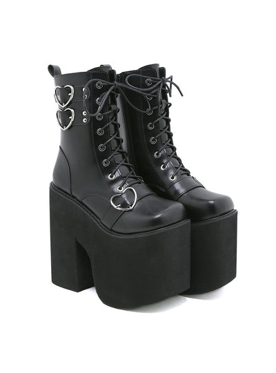 Hate the Sky High Heart-shaped Metal Buckle Martin Boots