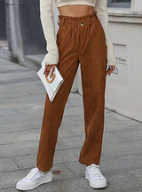 Elastic Corduroy Straight Pants