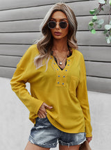 Women Solid Color Knitted Top