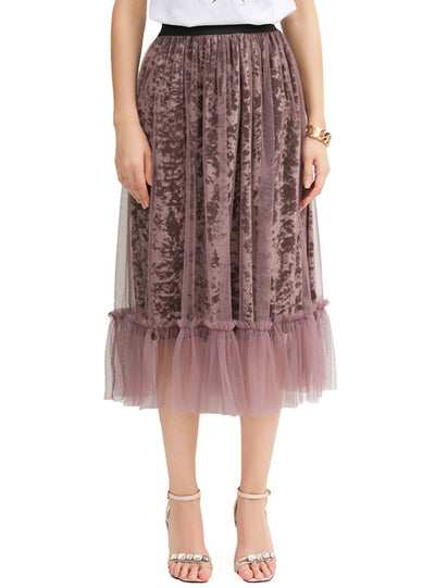 A Line High waist Gauze Skirt Half-length Dress