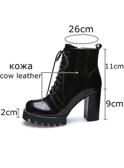 Women Boots High Heel Shoes Round Toe Boots