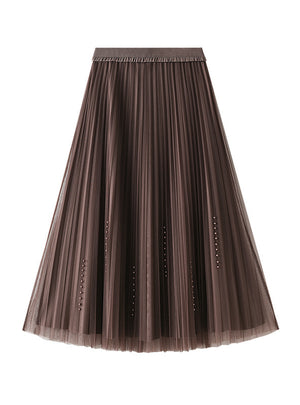 Women Velvet Pleated Skirt