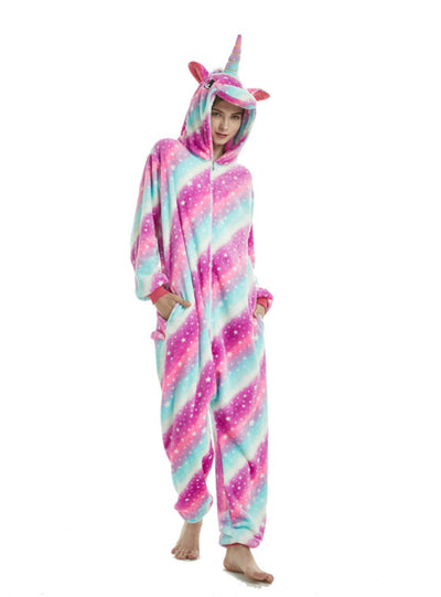 Big Galaxy Unicorn Winter Adults Animal Pajamas Sets