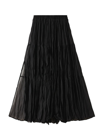 Women Loose Pleated Split Skirt