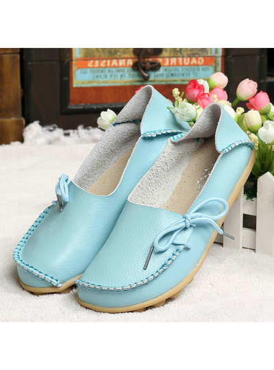 Leather Shoes Mother Loafers Soft Leisure Flats 