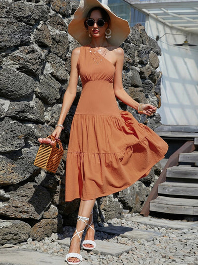 Suspender High Waist Orange Dress