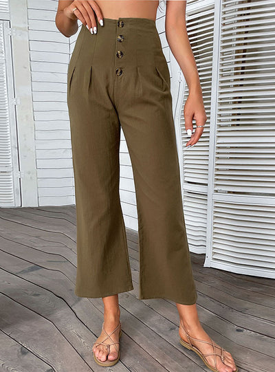 Waist Cotton Linen Slim Pants