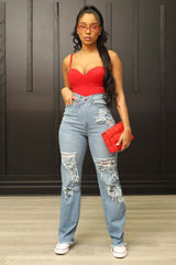 High Waist and Wide Leg Stretch Jeans