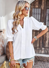 V-neck Five-point Sleeve Shirt