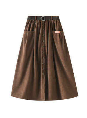 Winter Waist Corduroy Skirt