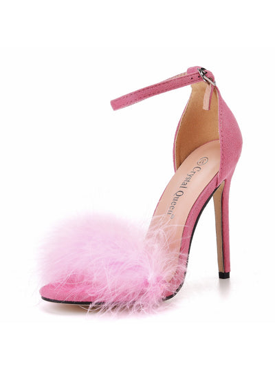 Women Feather High Heel Sandels