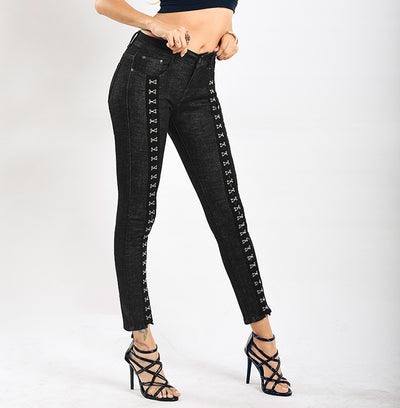 Slim Stretch Rivet Button Jeans