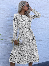 Loose Chiffon Pullover Print Stitching Dress