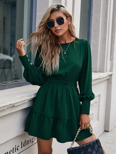 Lotus Leaf Long Sleeve Dress