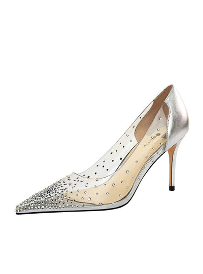 Transparent Pointed Hollow Rhinestone Shoes