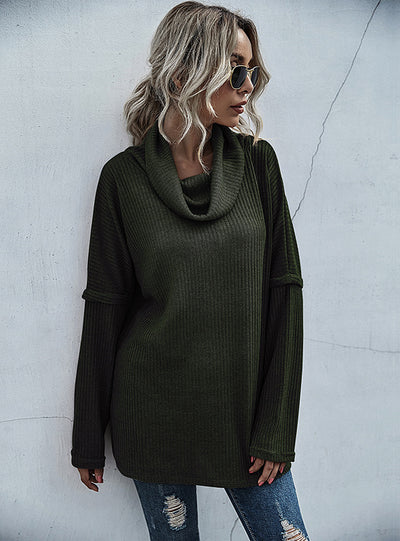 Pile-collar Bottom Shirt Knitted Top