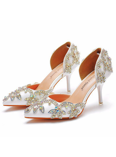 8 CM Rhinestone Thin Heel Pointed Sandals