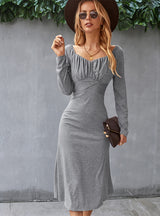 Solid Color Bottoming Romantic Dress