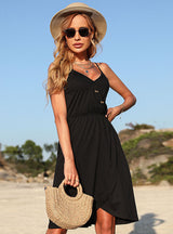 Black Irregular Suspender Dress