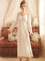 White Home Long Nightgown Princess Dress