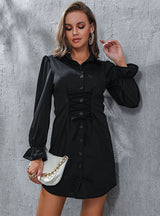 Cardigan Long Sleeve Lapel Shirt Dress