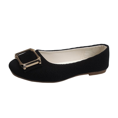 Square Buckle Shallow Flat Shoes