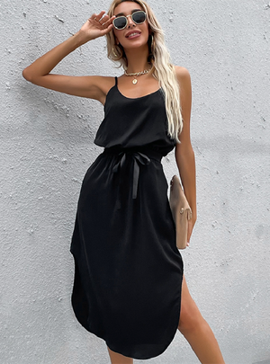 Women Casual Split Bow Sling Dress