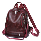 PU Outdoor Travel Soft Leather Retro Backpack