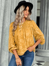 Round Neck Loose Chiffon Blouse Top