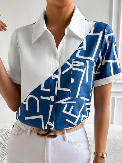 Casual Short-sleeved Letter Printed Shirt