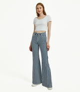 Striped High Waist Wide Leg Pants