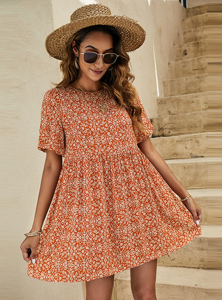 Summer Lantern Sleeve Print Dress