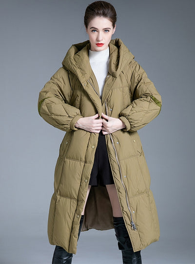 Loose Thin White Duck Down Coat Hooded Down Jacket