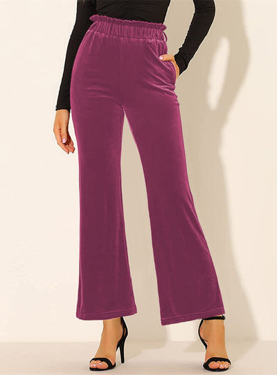 High Waist Elastic Trouser Waistband Pocket Pant