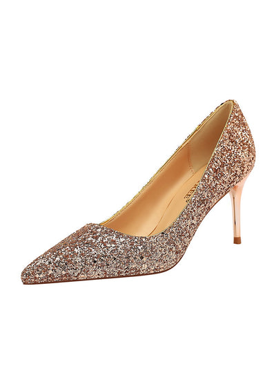 Shiny Sequined Stiletto Heel Shoes