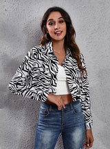 Zebra Check Long-sleeved Cardigan Jacket