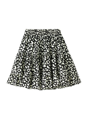 Leopard Print Chiffon Cake Skirt