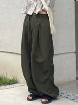 Strap Pleated High Waist Elastic Overalls